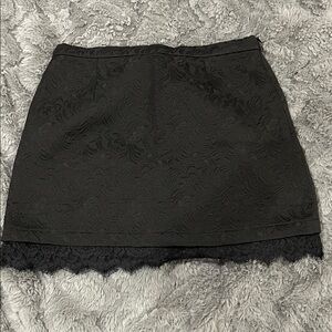 Elegant Black Lace Trim Skirt
